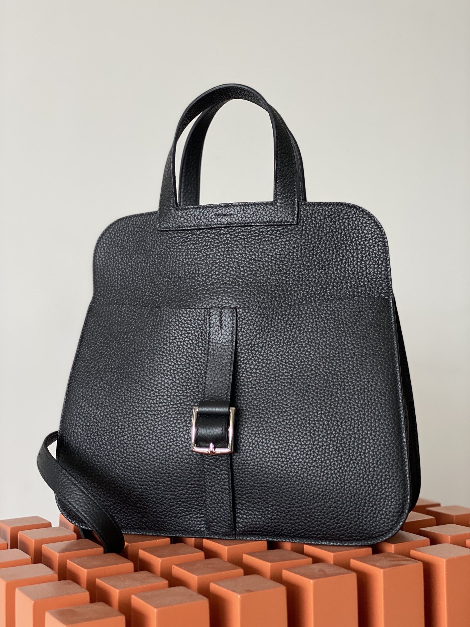 에르메스 투톤 할잔백31 블랙 은장 버클